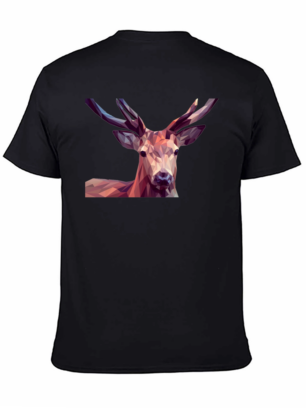 Geometric Deer Graphic Tee - Modern Mens Black T-Shirt