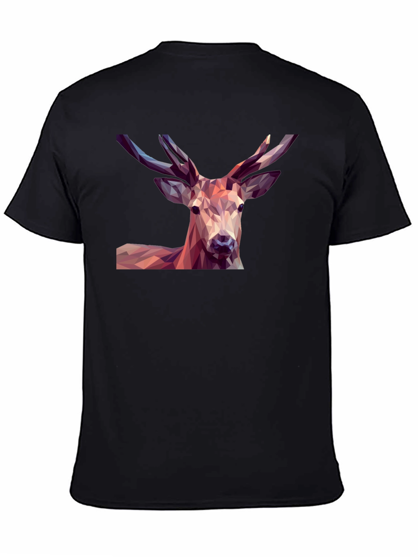 Geometric Deer Graphic Tee - Modern Mens Black T-Shirt