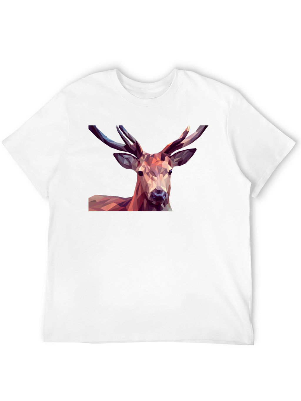 Geometric Deer Graphic Tee - Modern Mens Black T-Shirt