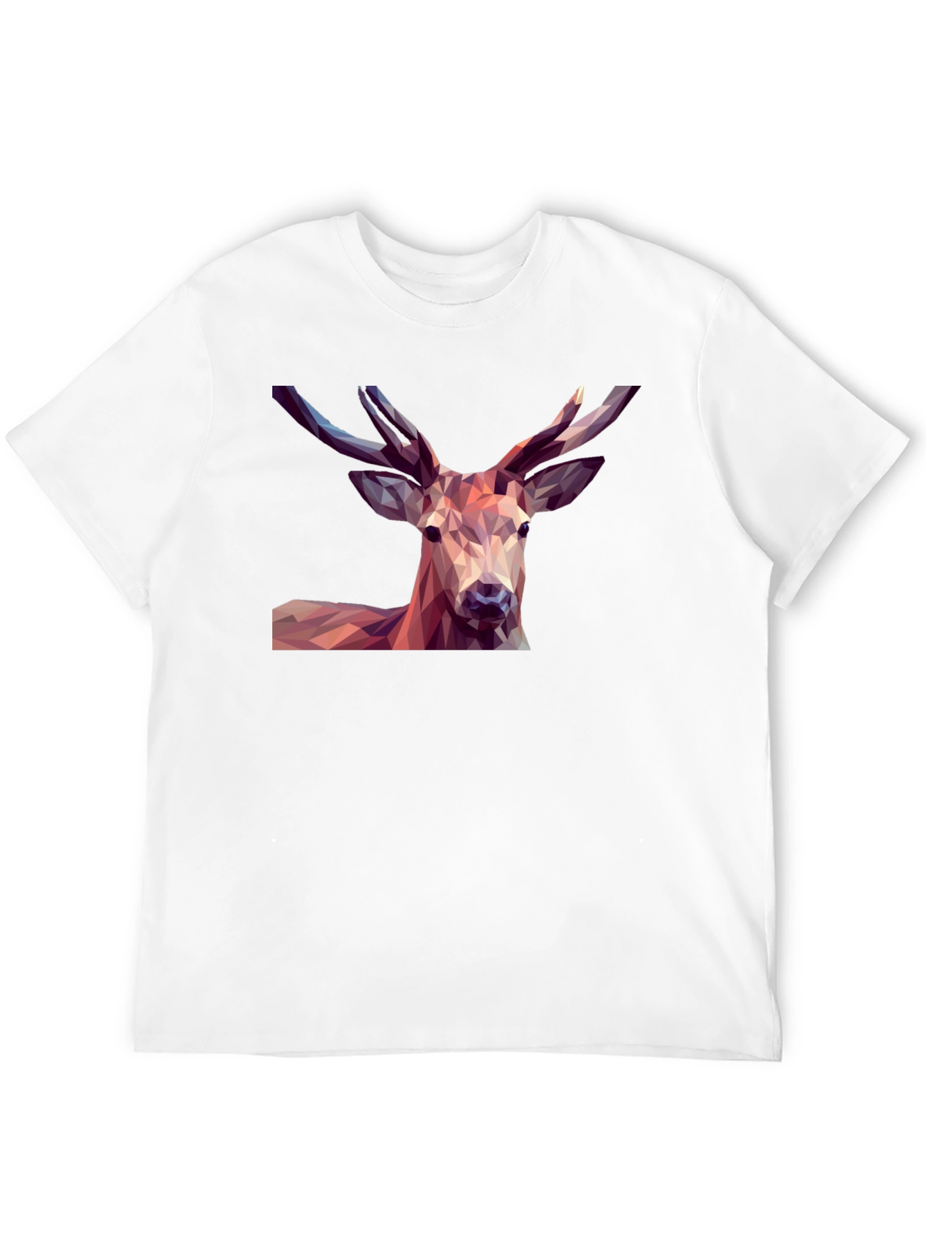 Geometric Deer Graphic Tee - Modern Mens Black T-Shirt