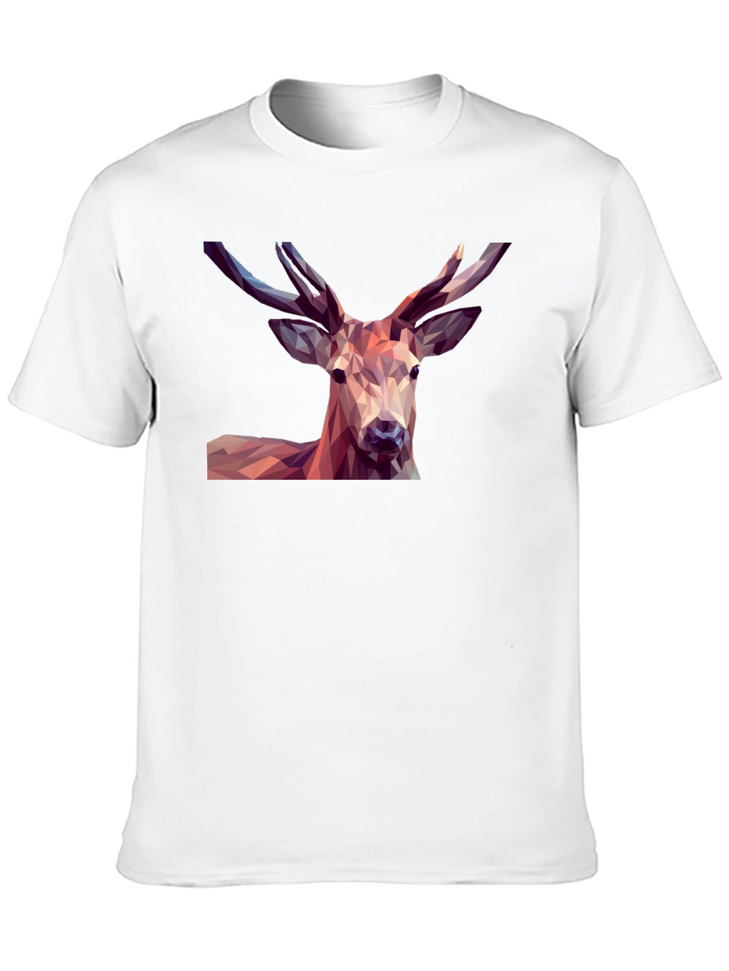 Geometric Deer Graphic Tee - Modern Mens Black T-Shirt