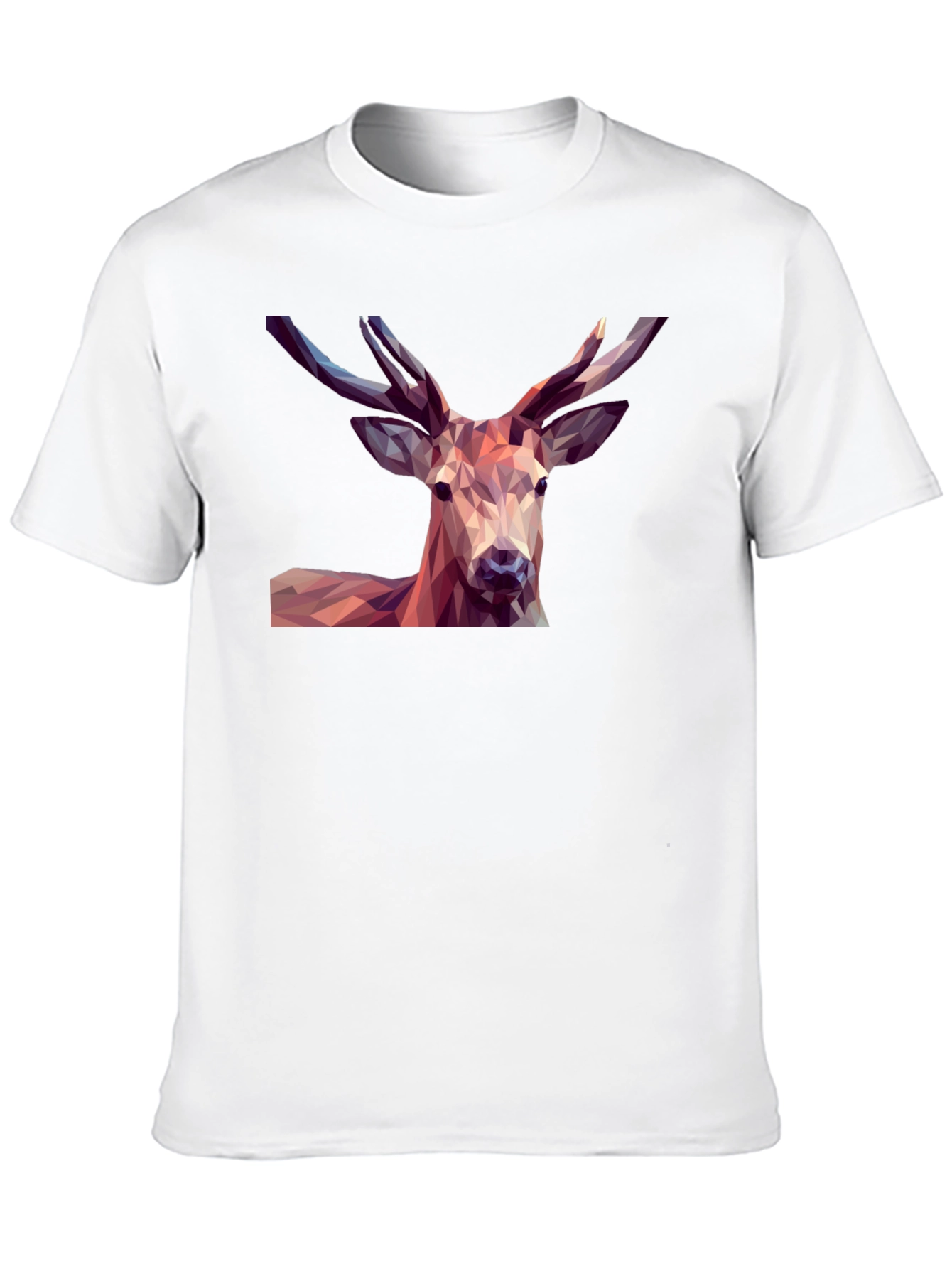 Geometric Deer Graphic Tee - Modern Mens Black T-Shirt