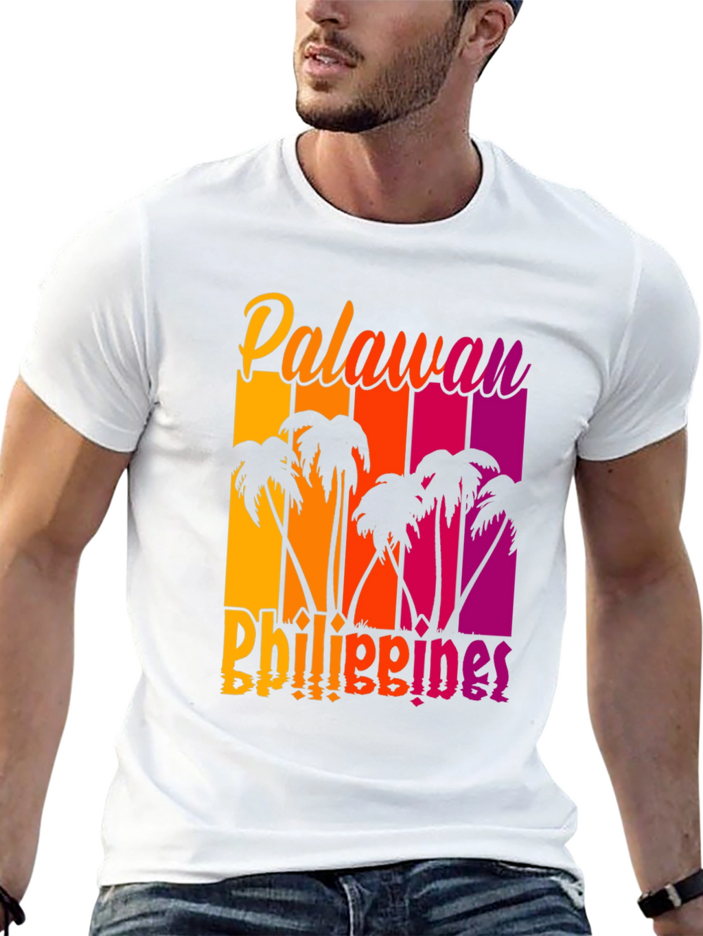 Palawan Philippines Palm Tree Graphic T-Shirt