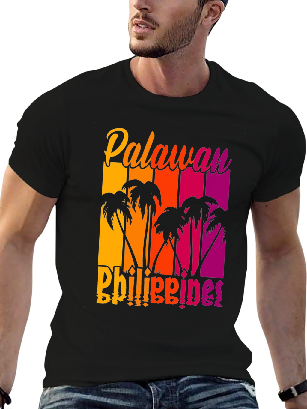 Palawan Philippines Palm Tree Graphic T-Shirt