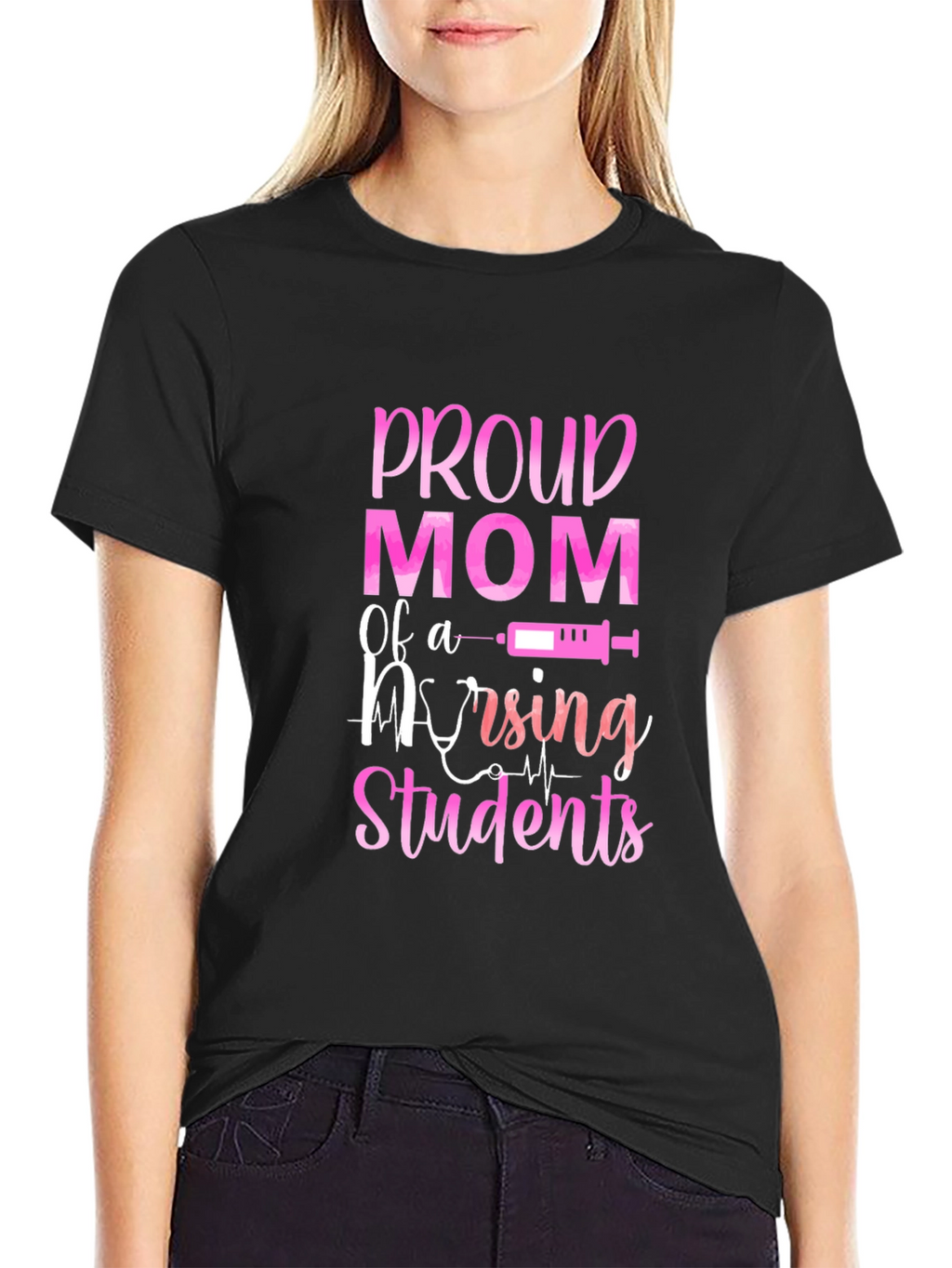 Proud Mom of Nursing Students Black T-Shirt