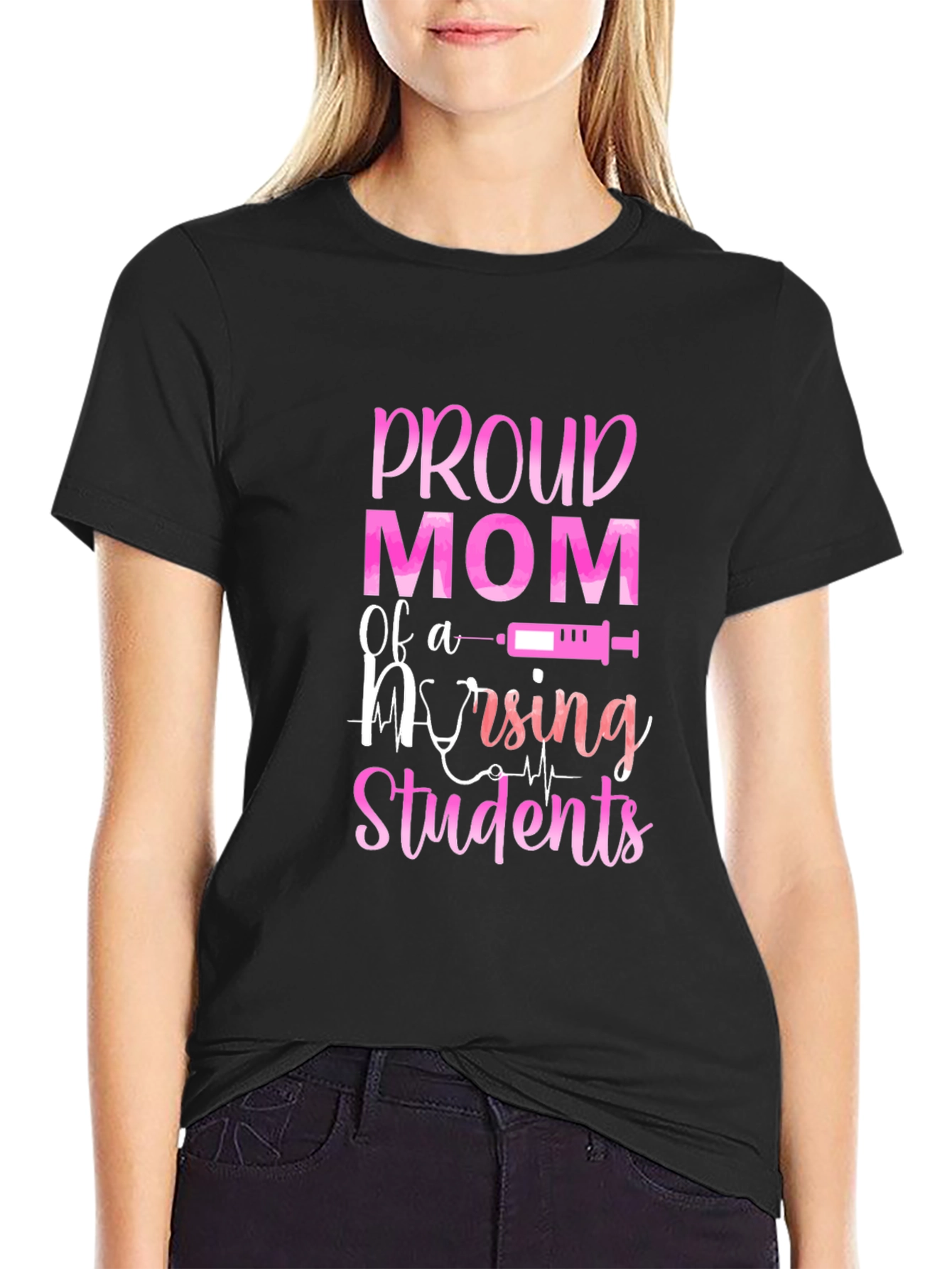 Proud Mom of Nursing Students Black T-Shirt