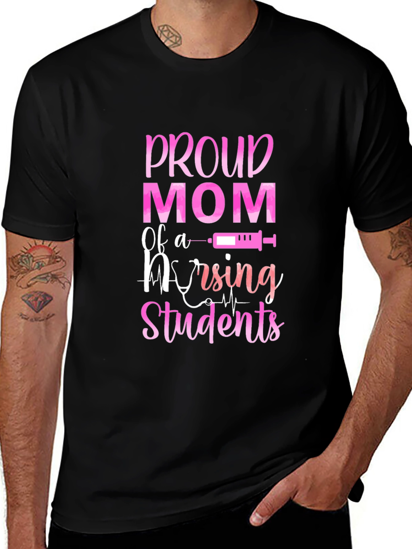 Proud Mom of Nursing Students Black T-Shirt