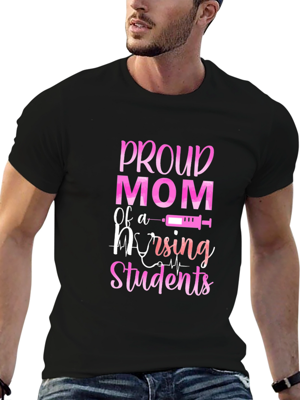 Proud Mom of Nursing Students Black T-Shirt