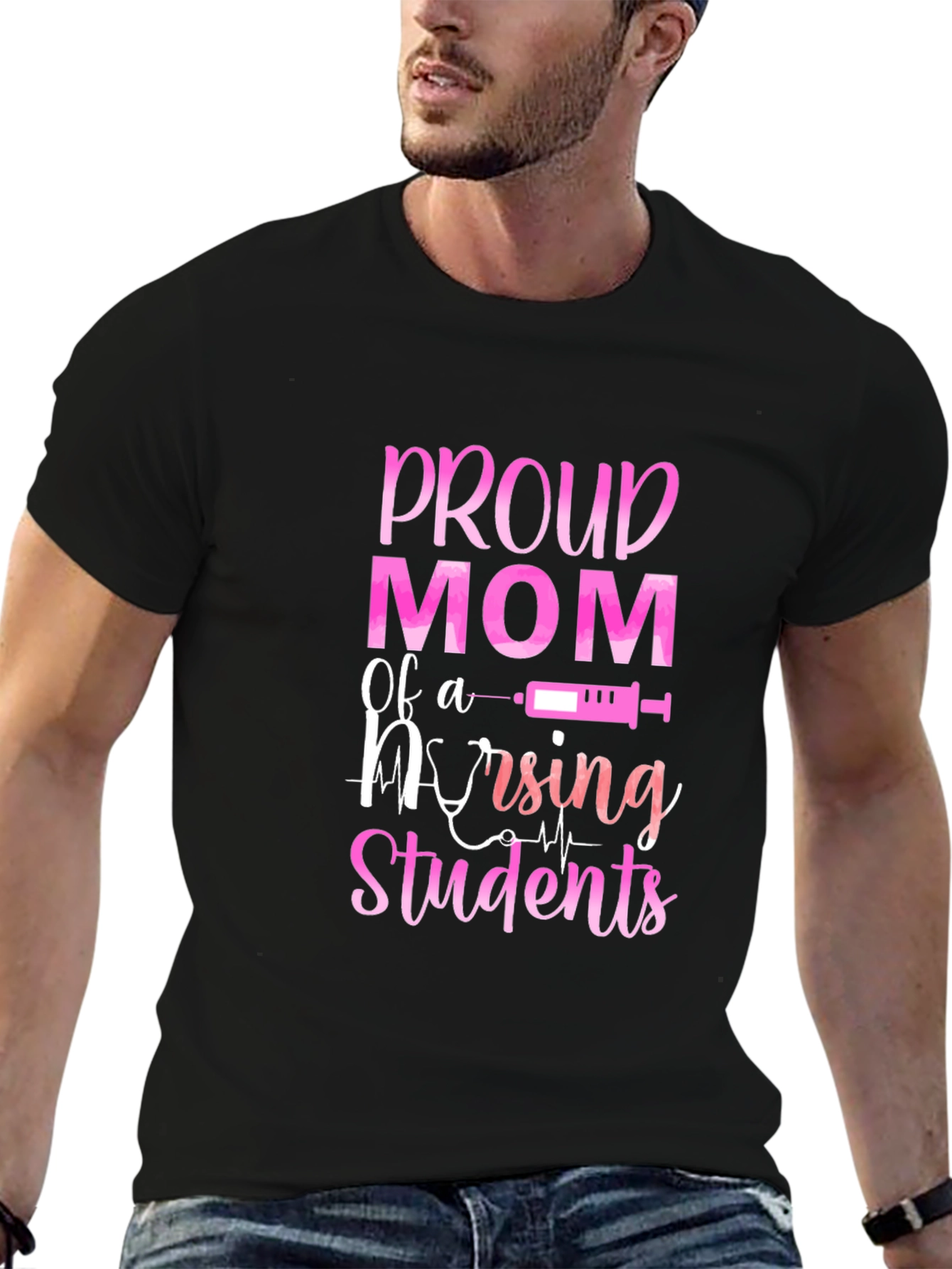 Proud Mom of Nursing Students Black T-Shirt