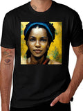African Woman Portrait Black T-Shirt
