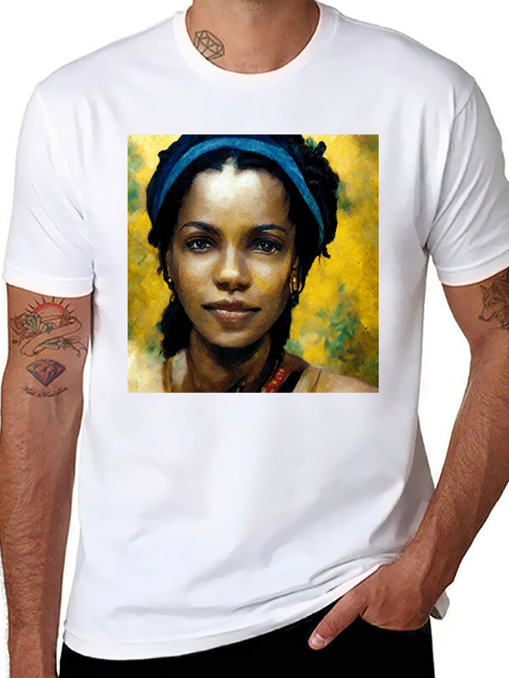 African Woman Portrait Black T-Shirt