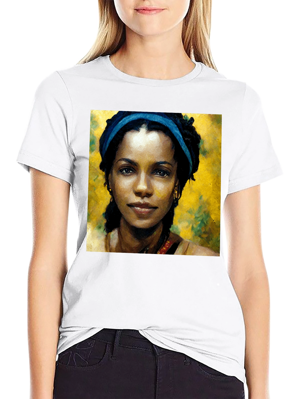 African Woman Portrait Black T-Shirt