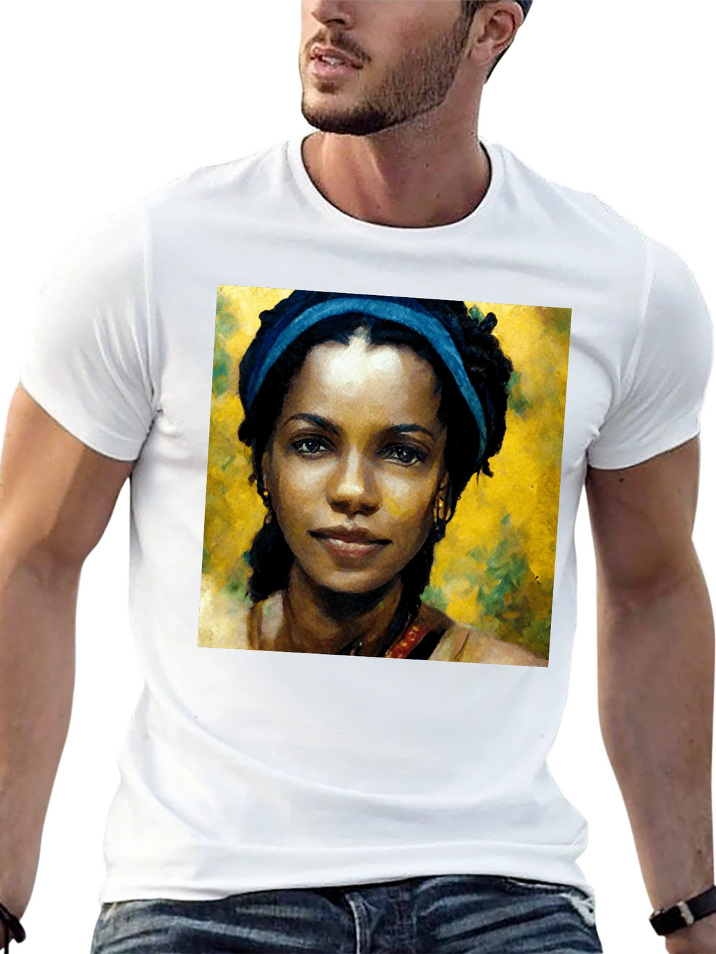 African Woman Portrait Black T-Shirt