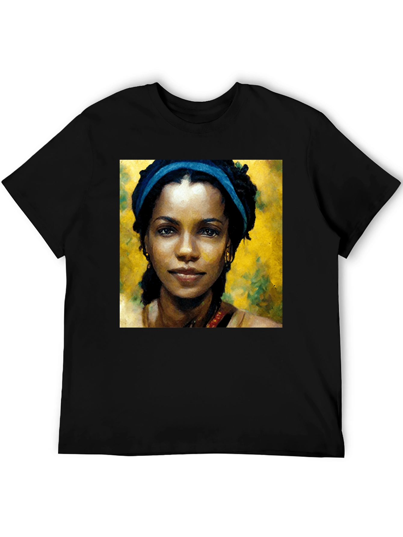 African Woman Portrait Black T-Shirt