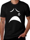 Sad Face Graphic Black T-Shirt