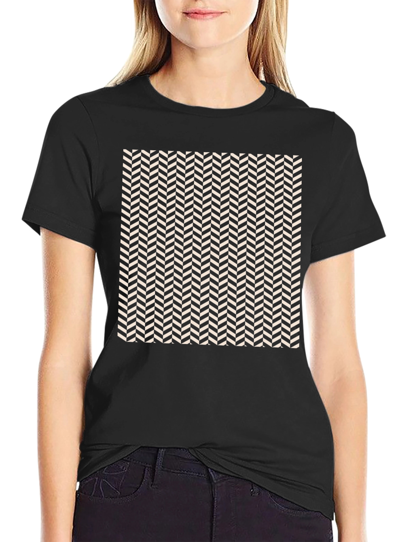 Herringbone Pattern Tee - Modern Style