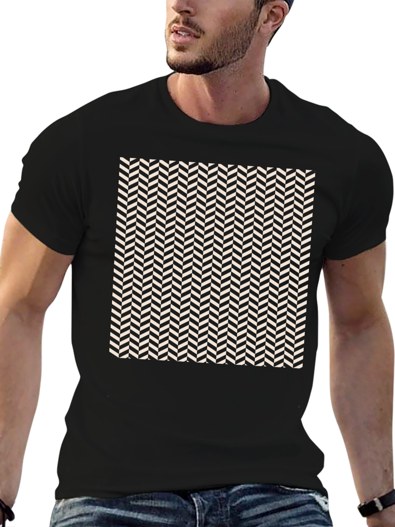 Herringbone Pattern Tee - Modern Style