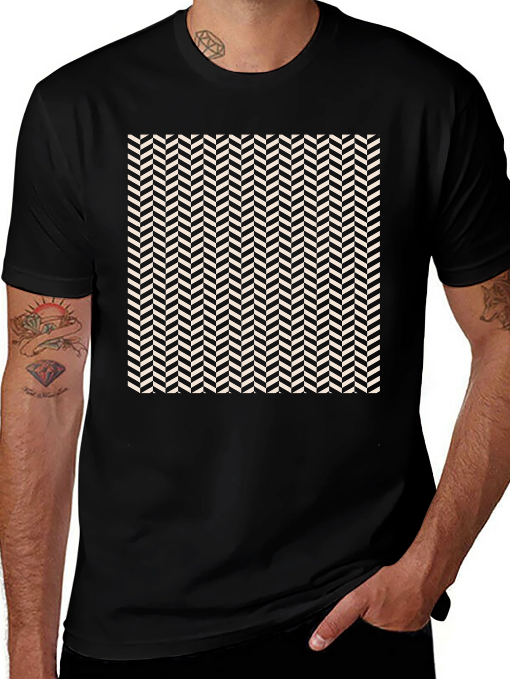 Herringbone Pattern Tee - Modern Style