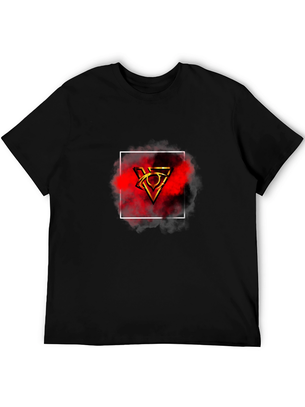 Mens Black T-Shirt with Geometric Graphic Print
