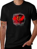 Mens Black T-Shirt with Geometric Graphic Print
