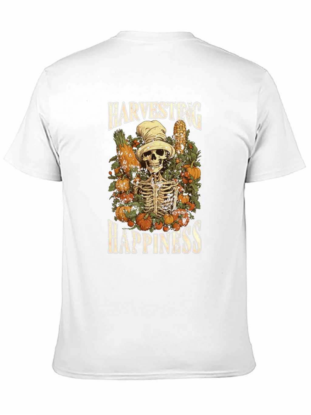Harvest Happiness Skeleton Graphic T-Shirt