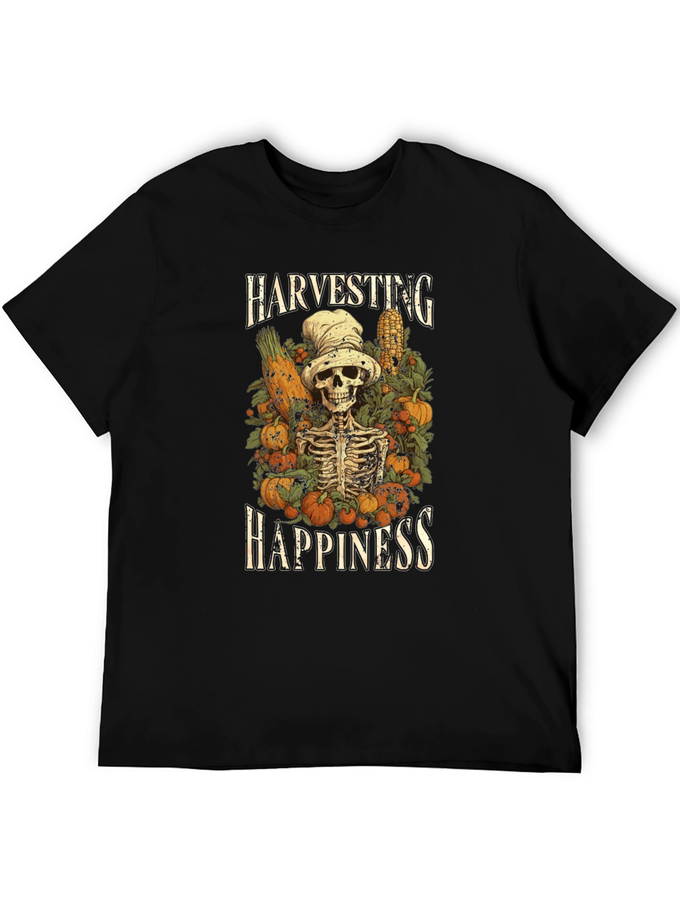 Harvest Happiness Skeleton Graphic T-Shirt