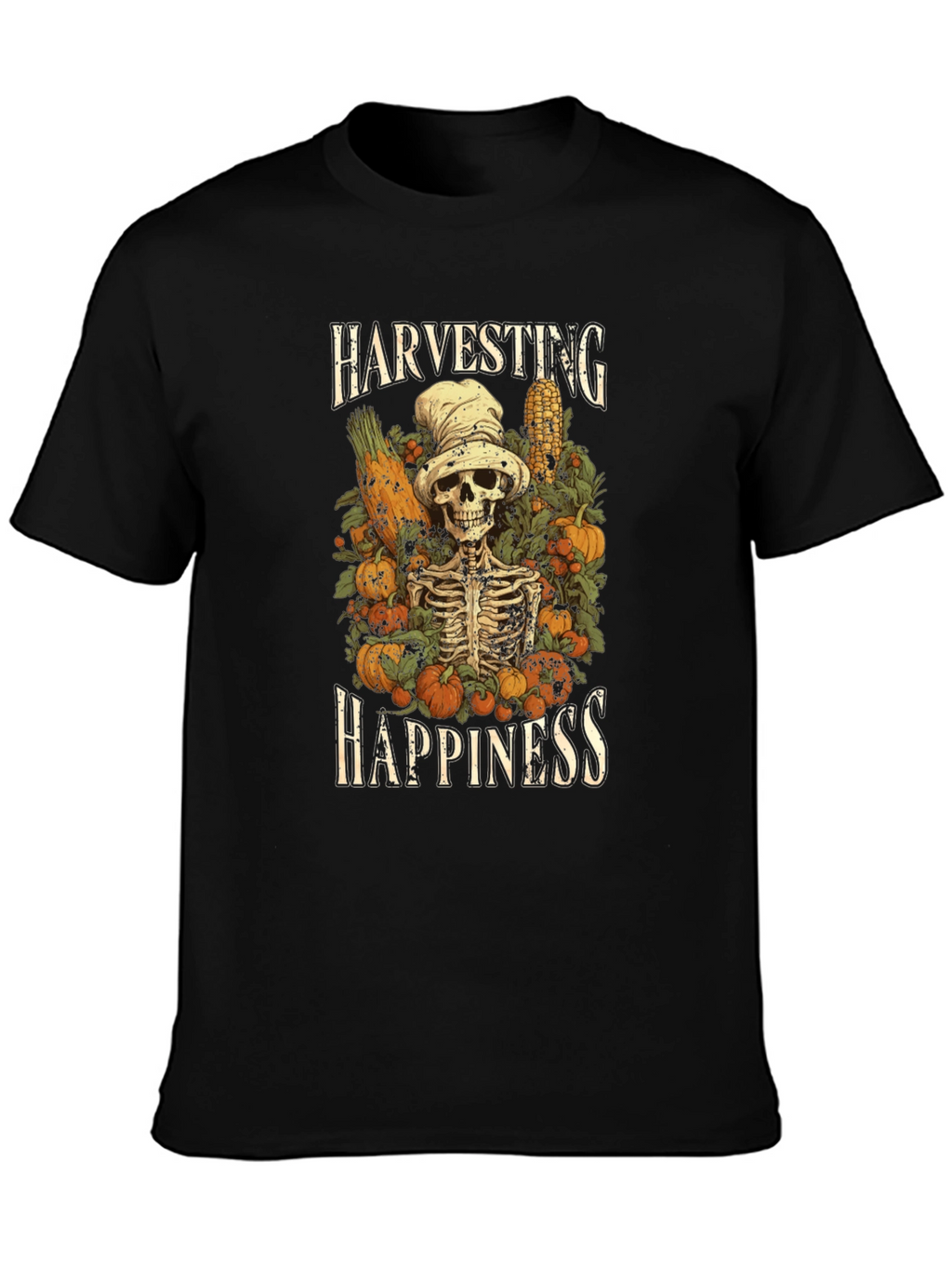 Harvest Happiness Skeleton Graphic T-Shirt