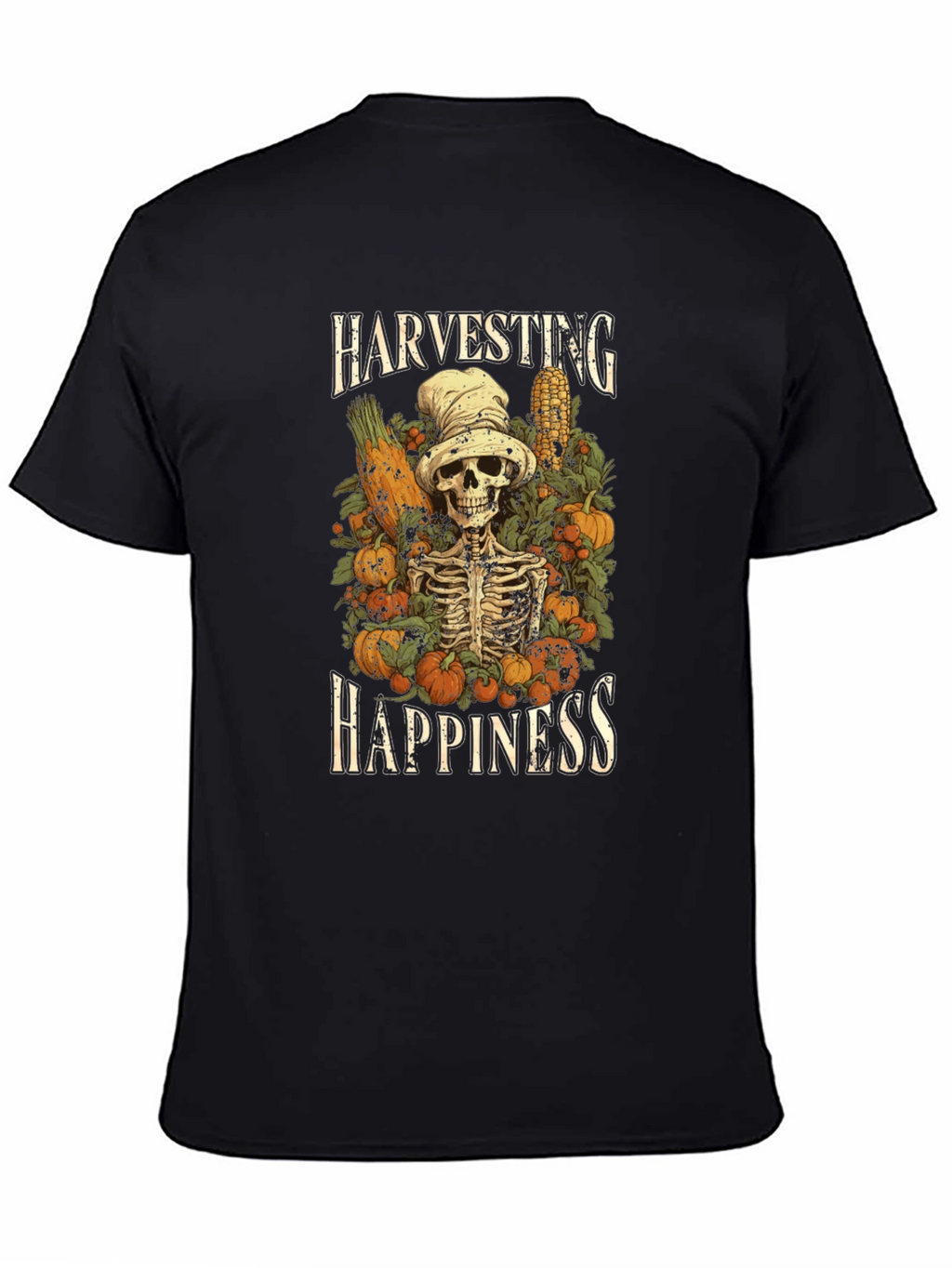 Harvest Happiness Skeleton Graphic T-Shirt