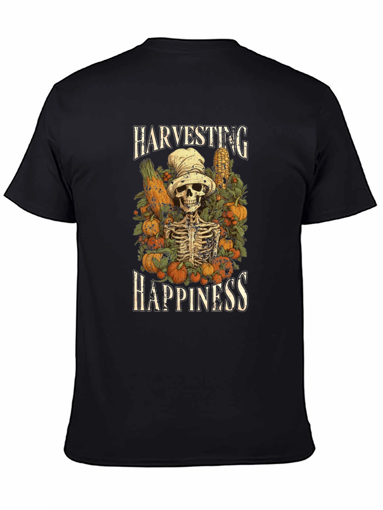 Harvest Happiness Skeleton Graphic T-Shirt