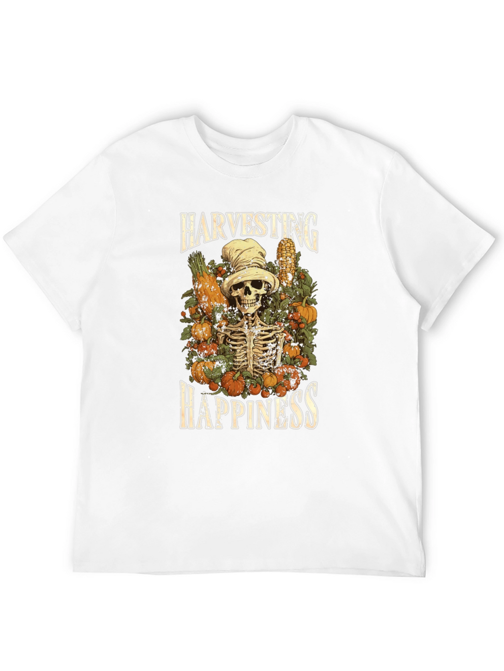 Harvest Happiness Skeleton Graphic T-Shirt