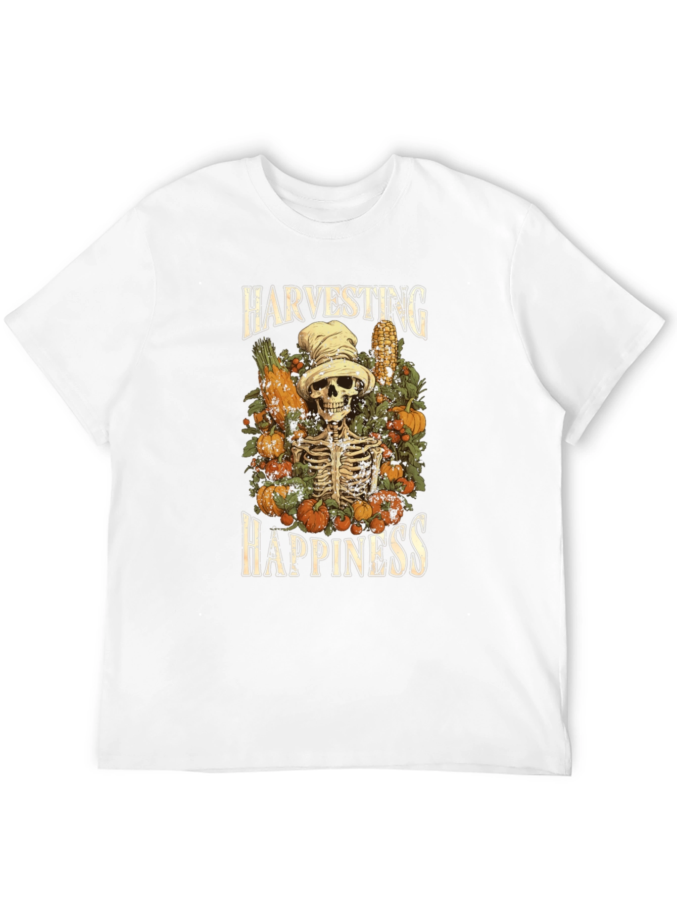 Harvest Happiness Skeleton Graphic T-Shirt