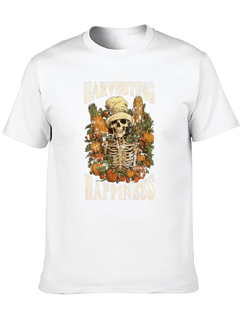 Harvest Happiness Skeleton Graphic T-Shirt