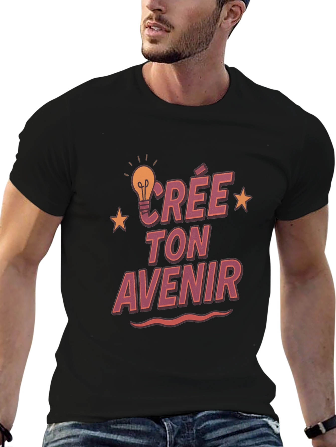 Crée Ton Avenir Graphic T-Shirt - Black Cotton Tee