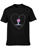 Heart Tree Graphic Tee - Black Cotton T-Shirt