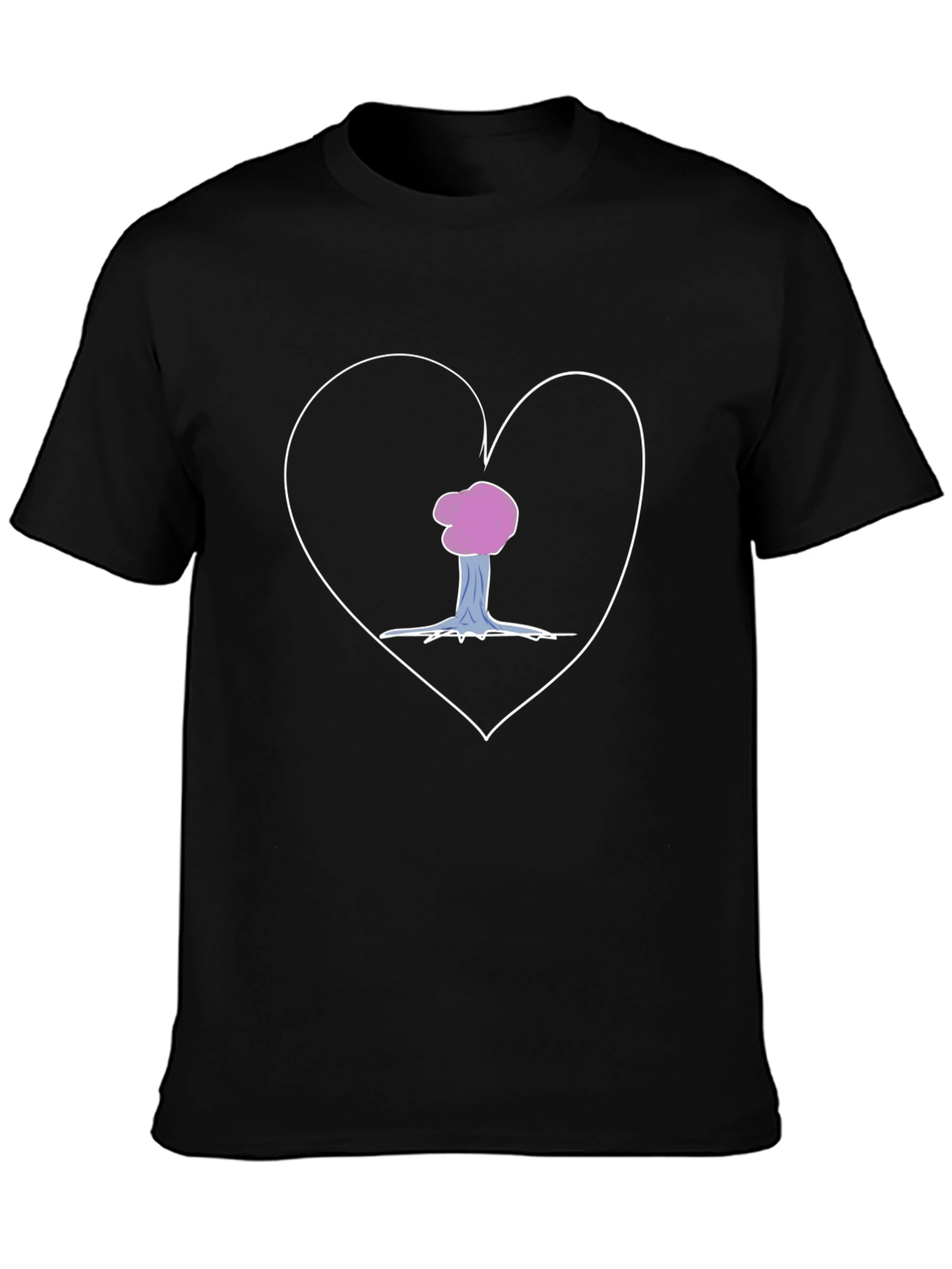 Heart Tree Graphic Tee - Black Cotton T-Shirt