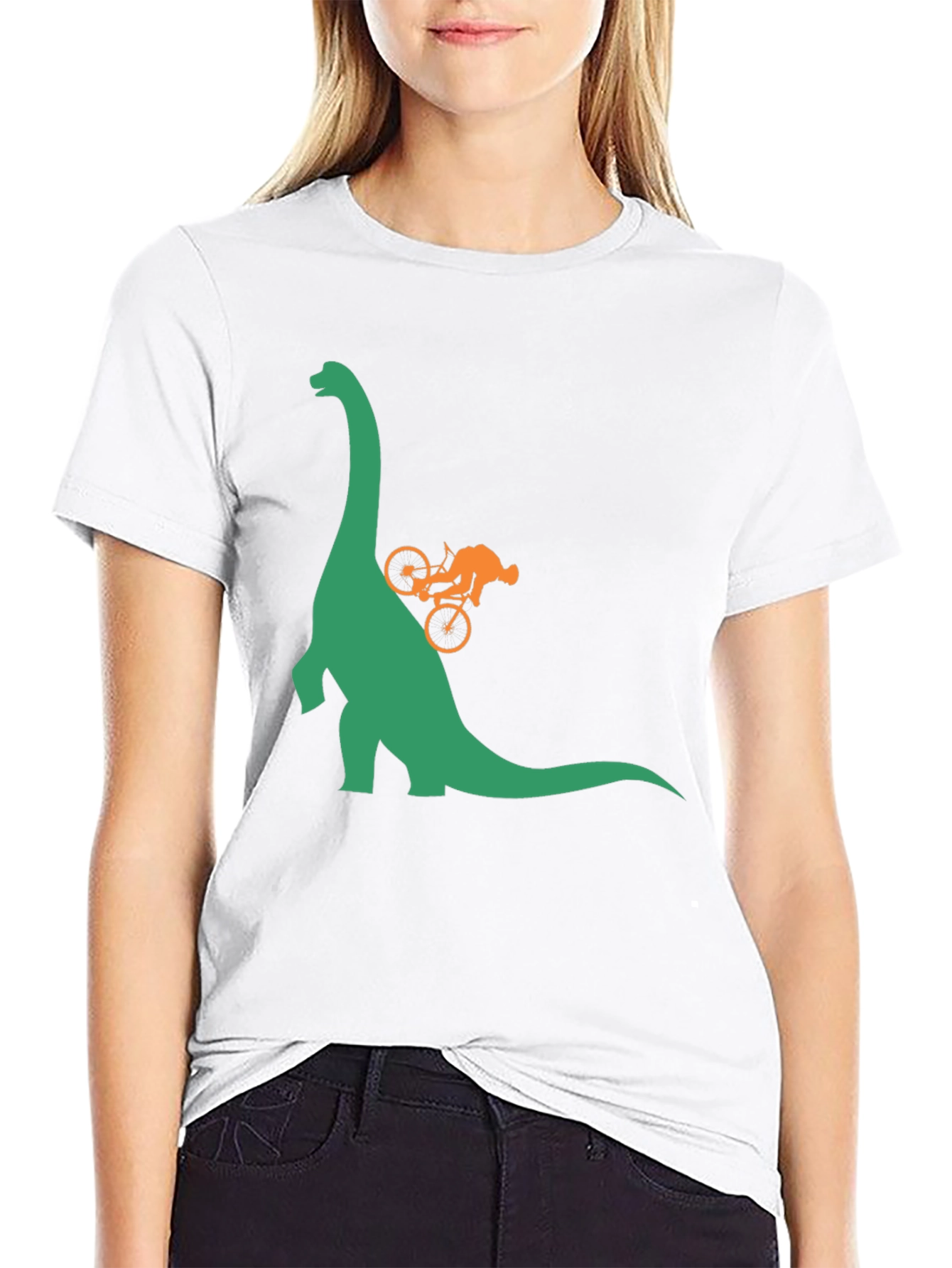 Dino Bike Ride Graphic Tee - Black Cotton T-Shirt