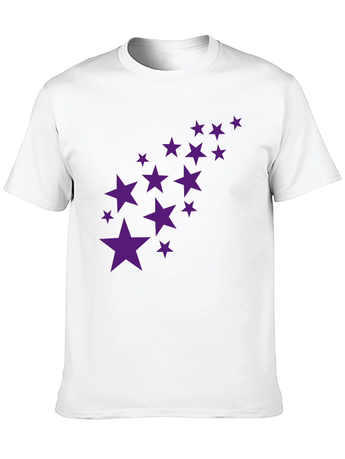 Black Tee with Purple Star Cluster Design