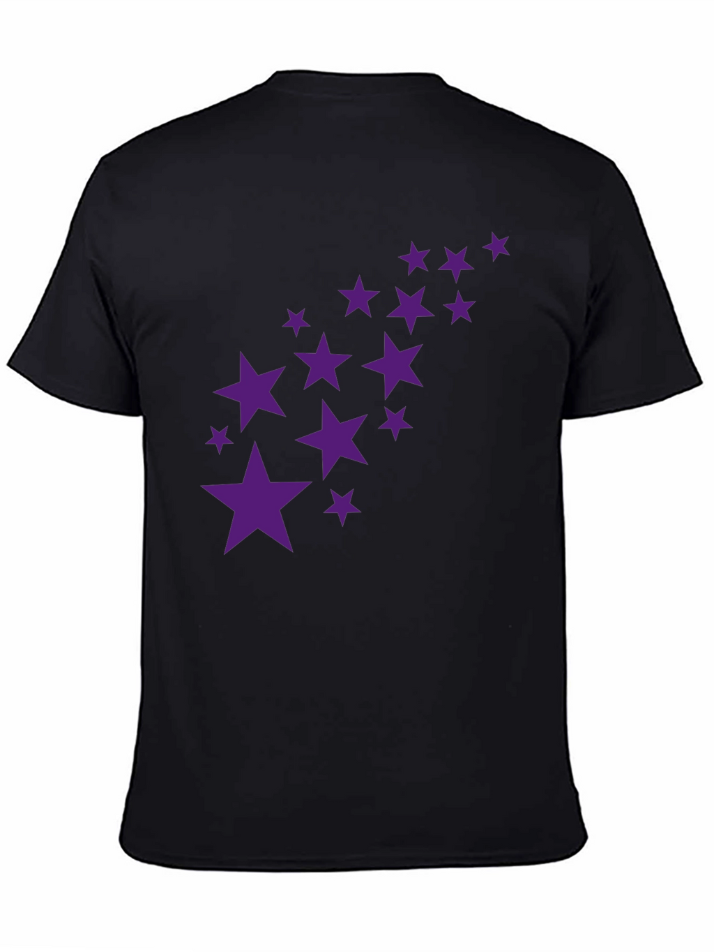 Black Tee with Purple Star Cluster Design