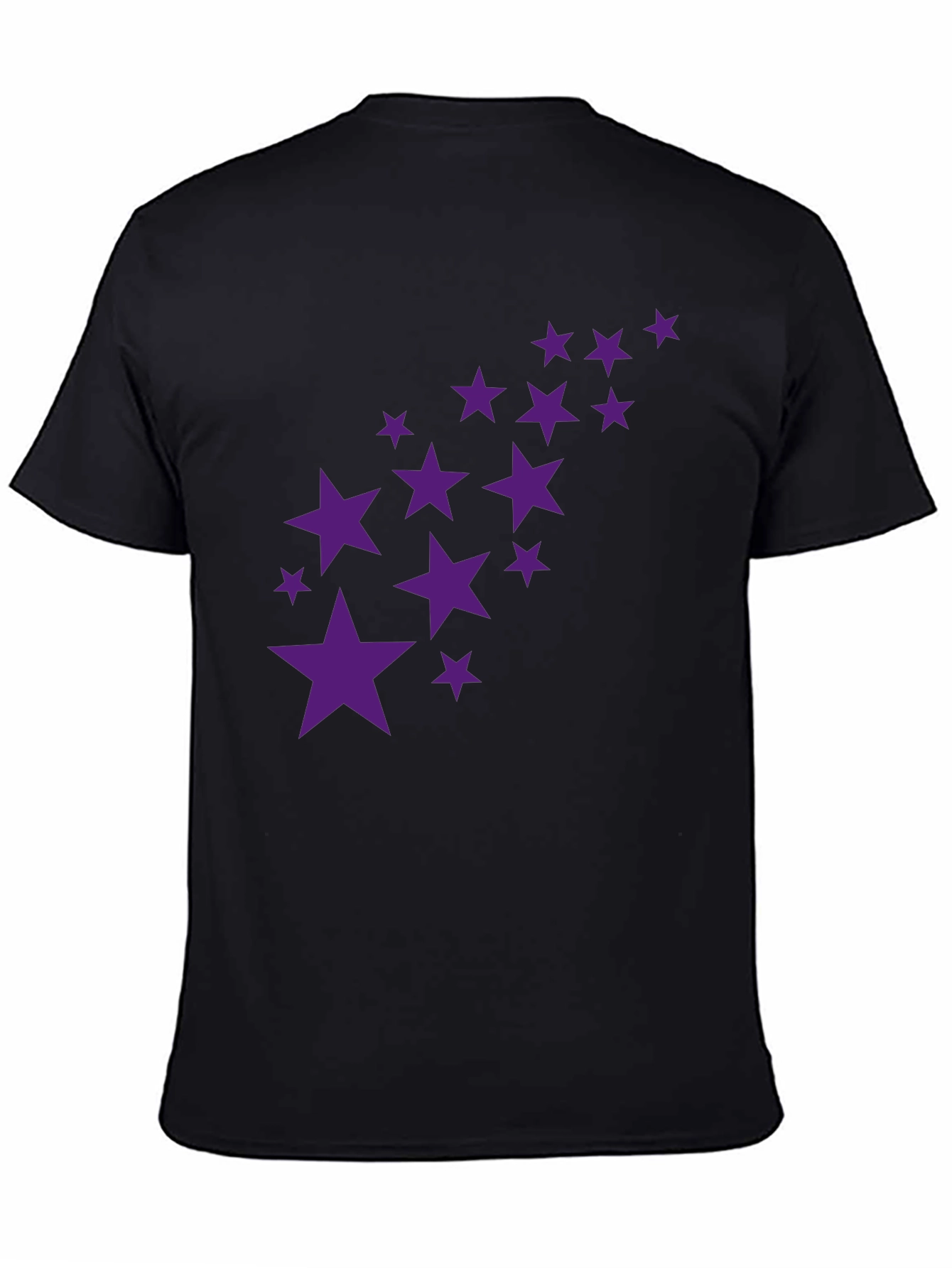 Black Tee with Purple Star Cluster Design