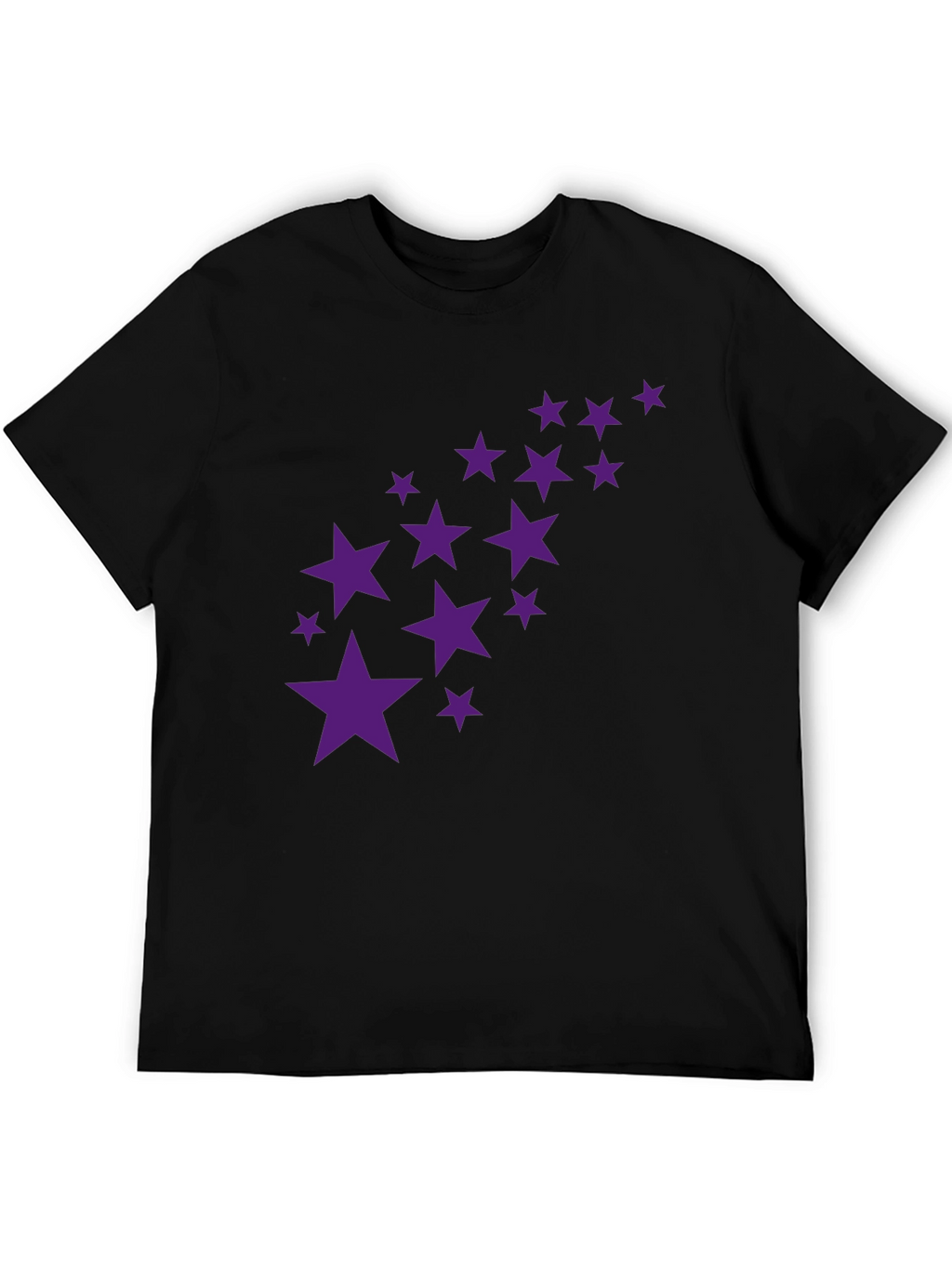 Black Tee with Purple Star Cluster Design