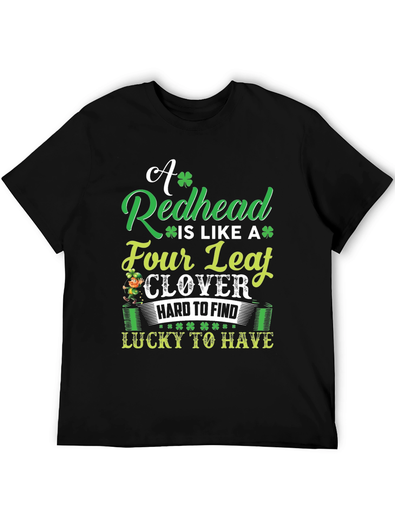 Redhead Four Leaf Clover St. Patricks Day T-Shirt