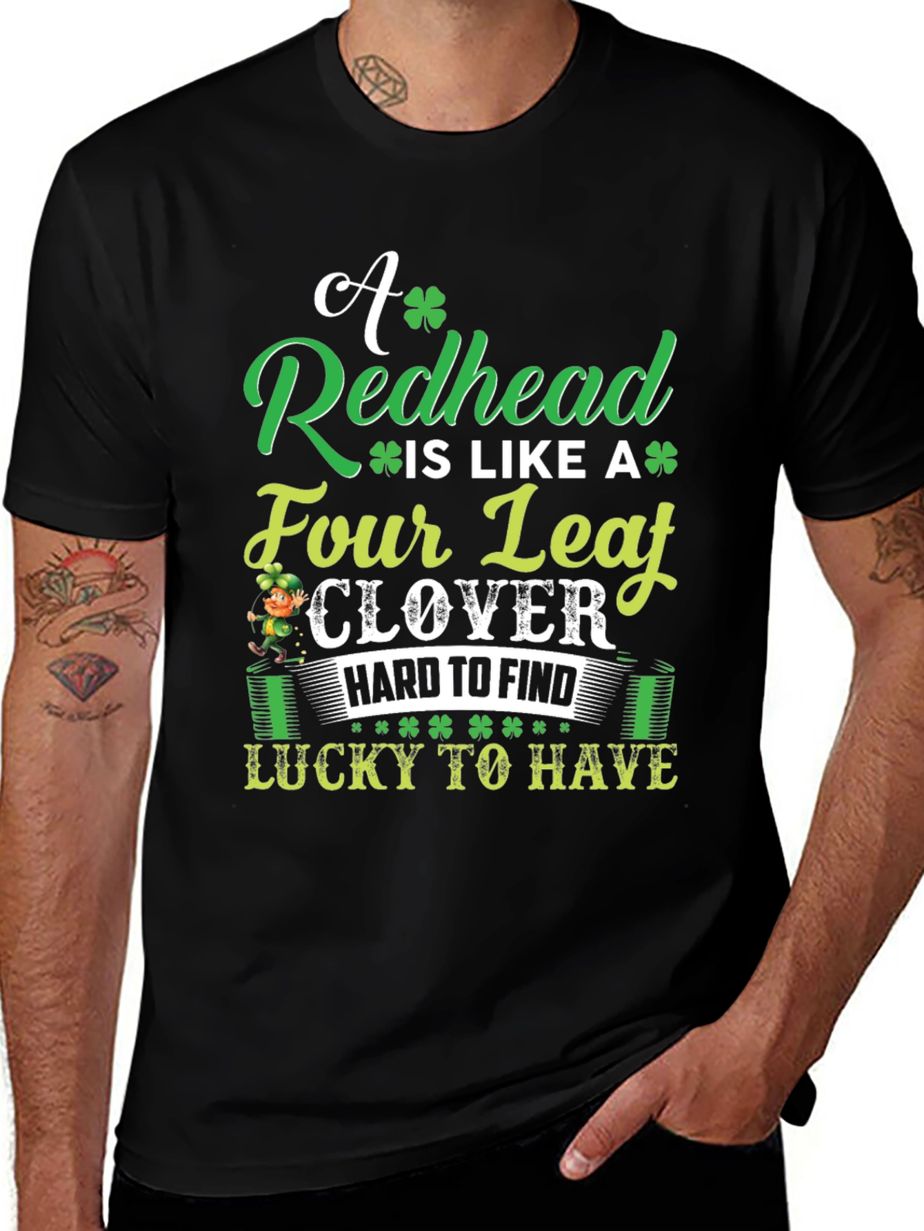 Redhead Four Leaf Clover St. Patricks Day T-Shirt