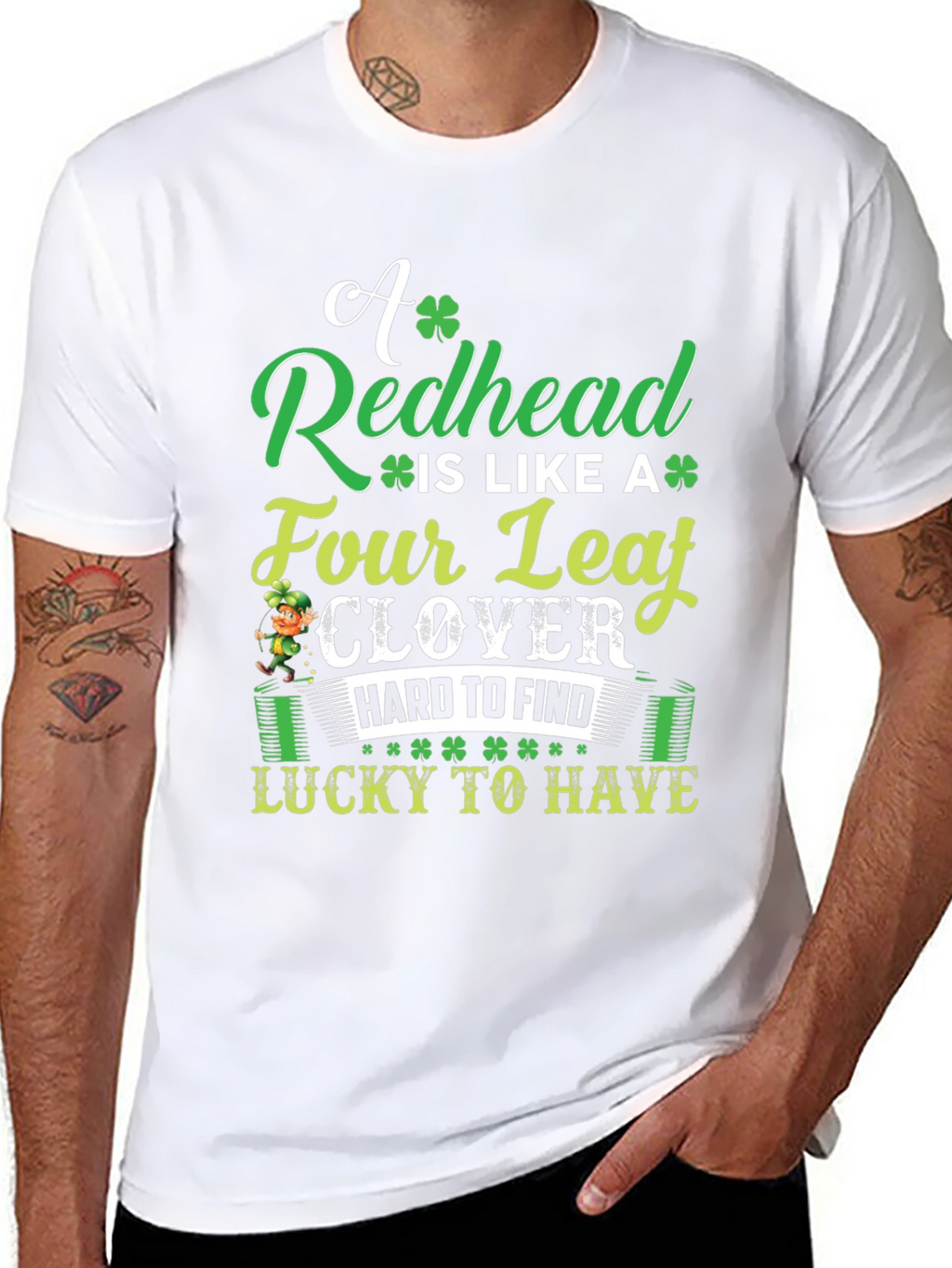 Redhead Four Leaf Clover St. Patricks Day T-Shirt