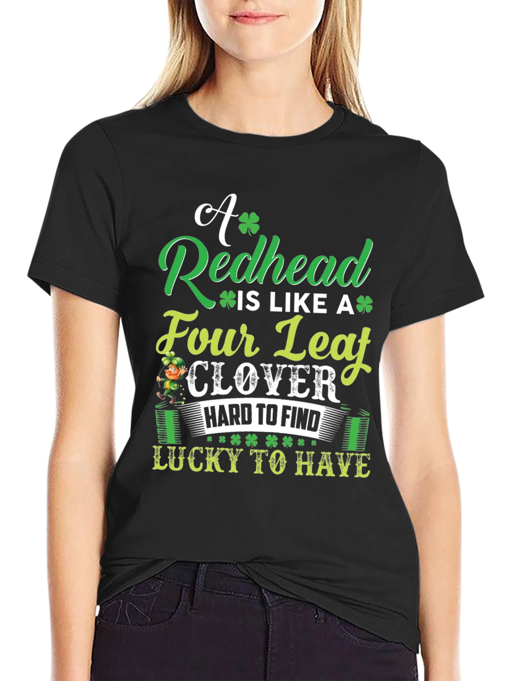 Redhead Four Leaf Clover St. Patricks Day T-Shirt