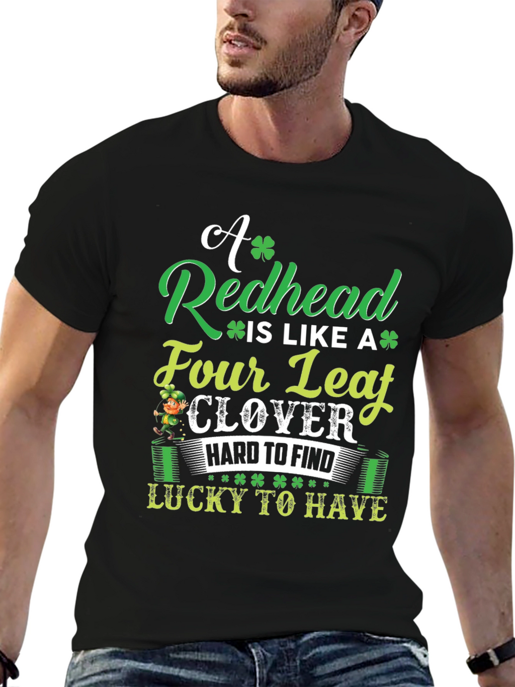 Redhead Four Leaf Clover St. Patricks Day T-Shirt