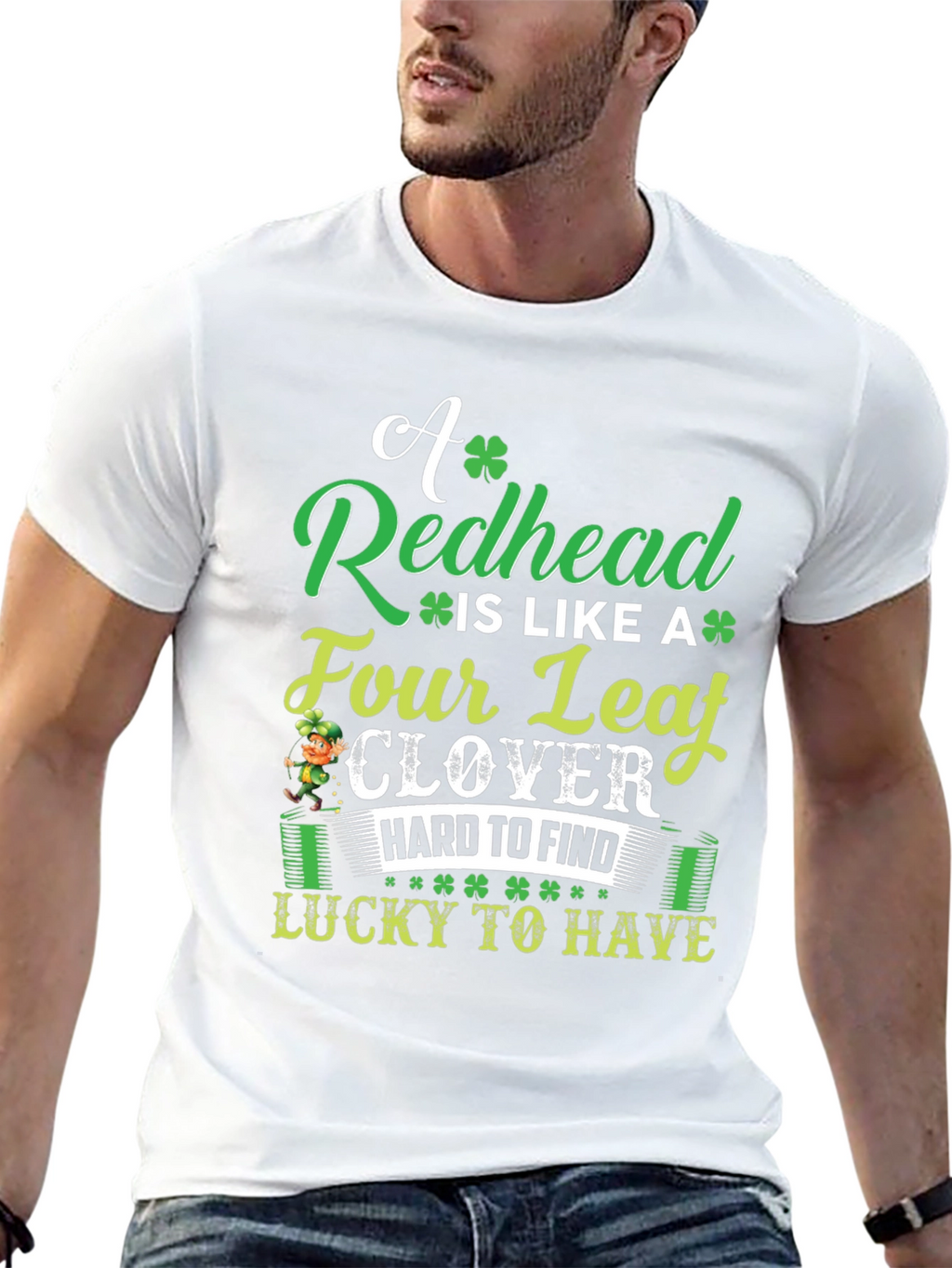 Redhead Four Leaf Clover St. Patricks Day T-Shirt