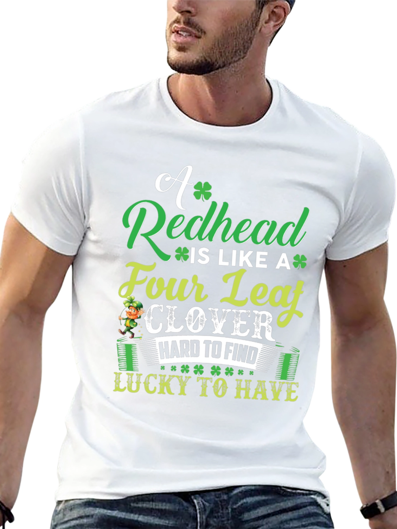 Redhead Four Leaf Clover St. Patricks Day T-Shirt