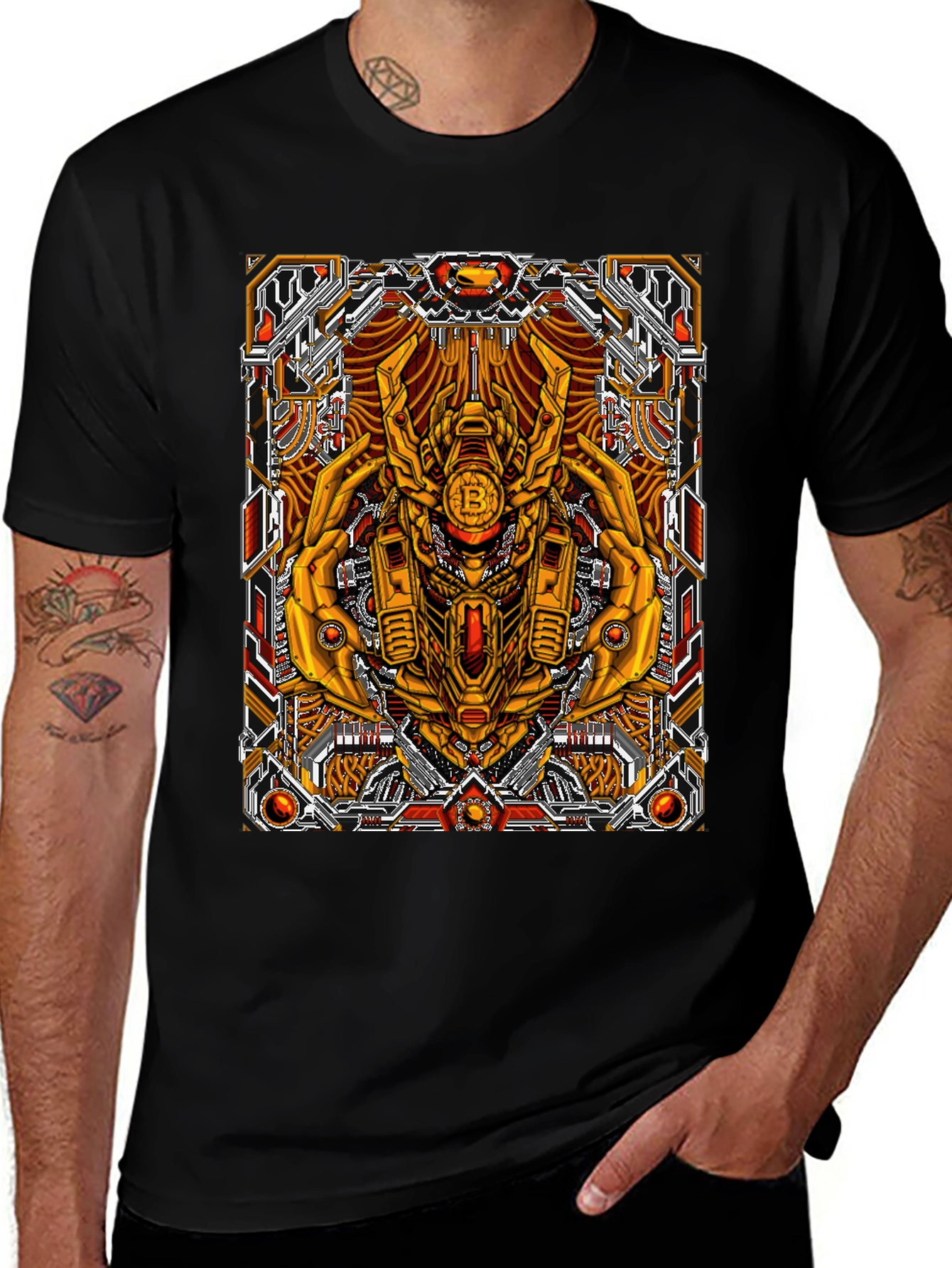 Bitcoin Robot Graphic Tee - Sci-Fi Crypto T-Shirt