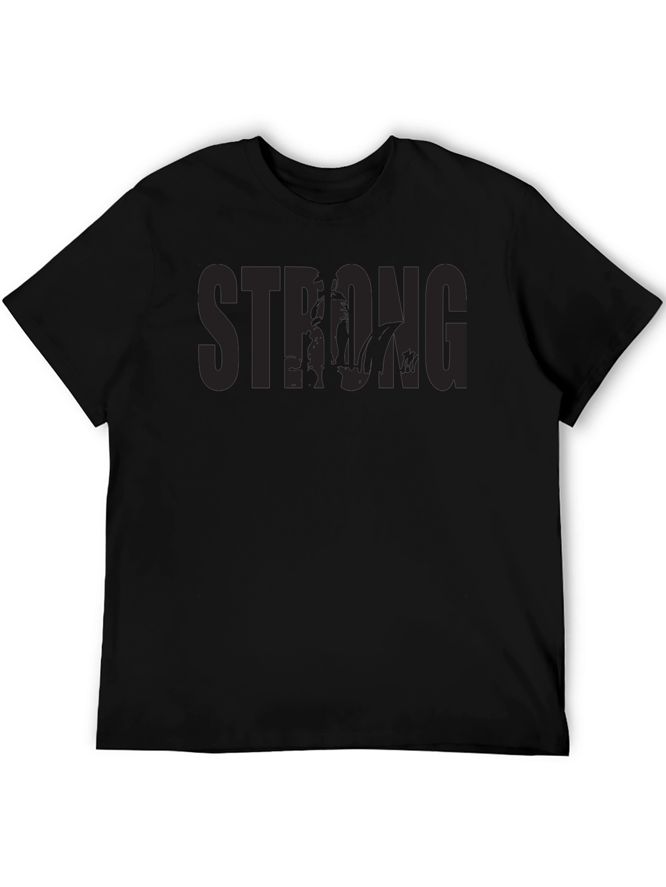 Mens Black Strong Graphic Print T-Shirt