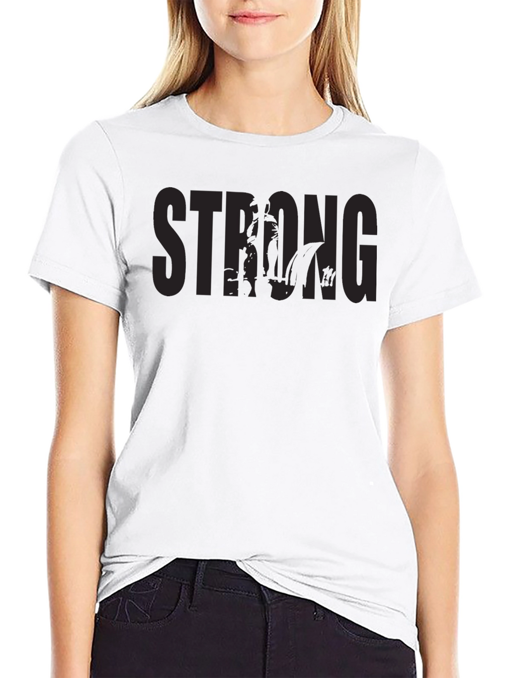 Mens Black Strong Graphic Print T-Shirt